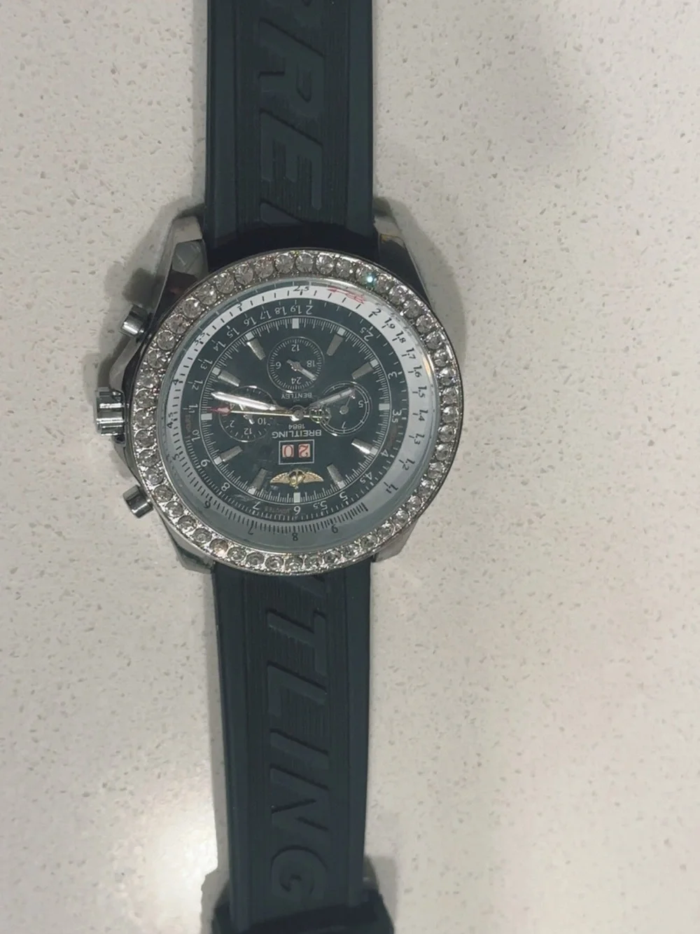 Breitling for Bentley A25362 Black Dial Chronograph Watch with Crystal Bezel